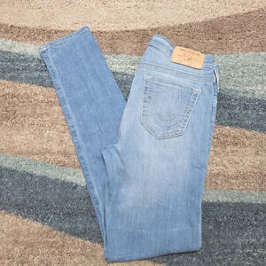True Religion Women’s Skinny Jeans Light Wash Made in USA Stretch Denim Size 27